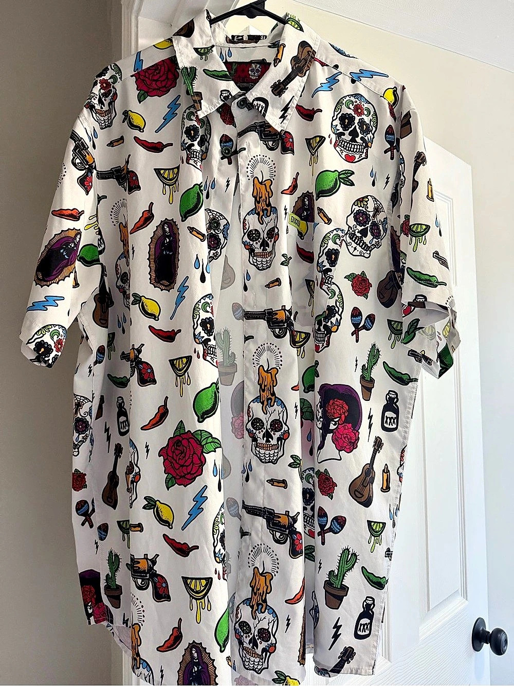 Dixxon Skull Print Casual Button Down